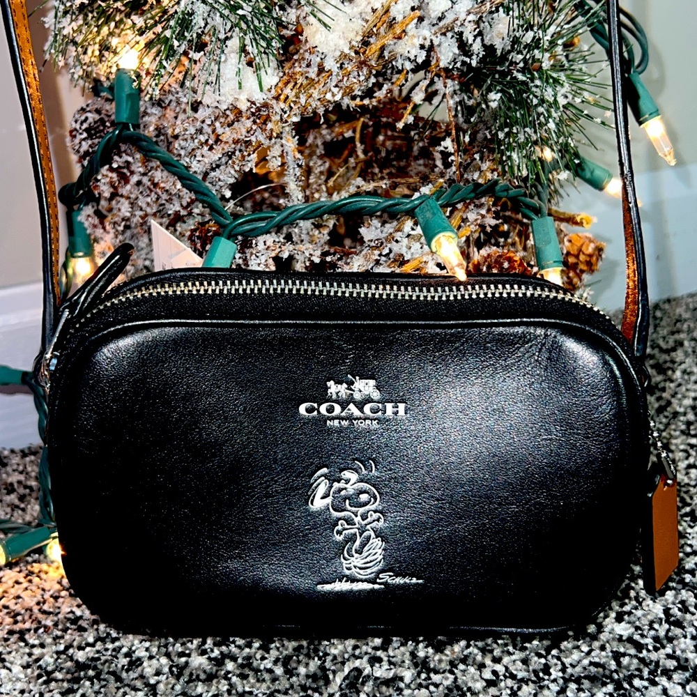 Coach Black Leather Crossbody Bag with Silver Logo